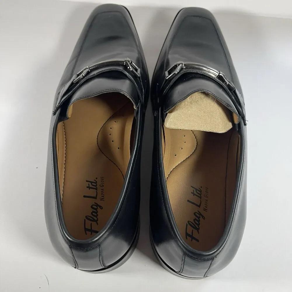 Flag Ltd. NOBLE Men's Bit Loafers Black Leather Nappa Glove Size 13 M Brazil Box